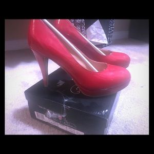 Red pleather heel
